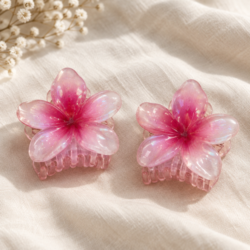 Pack of 2 pink flower claw clips