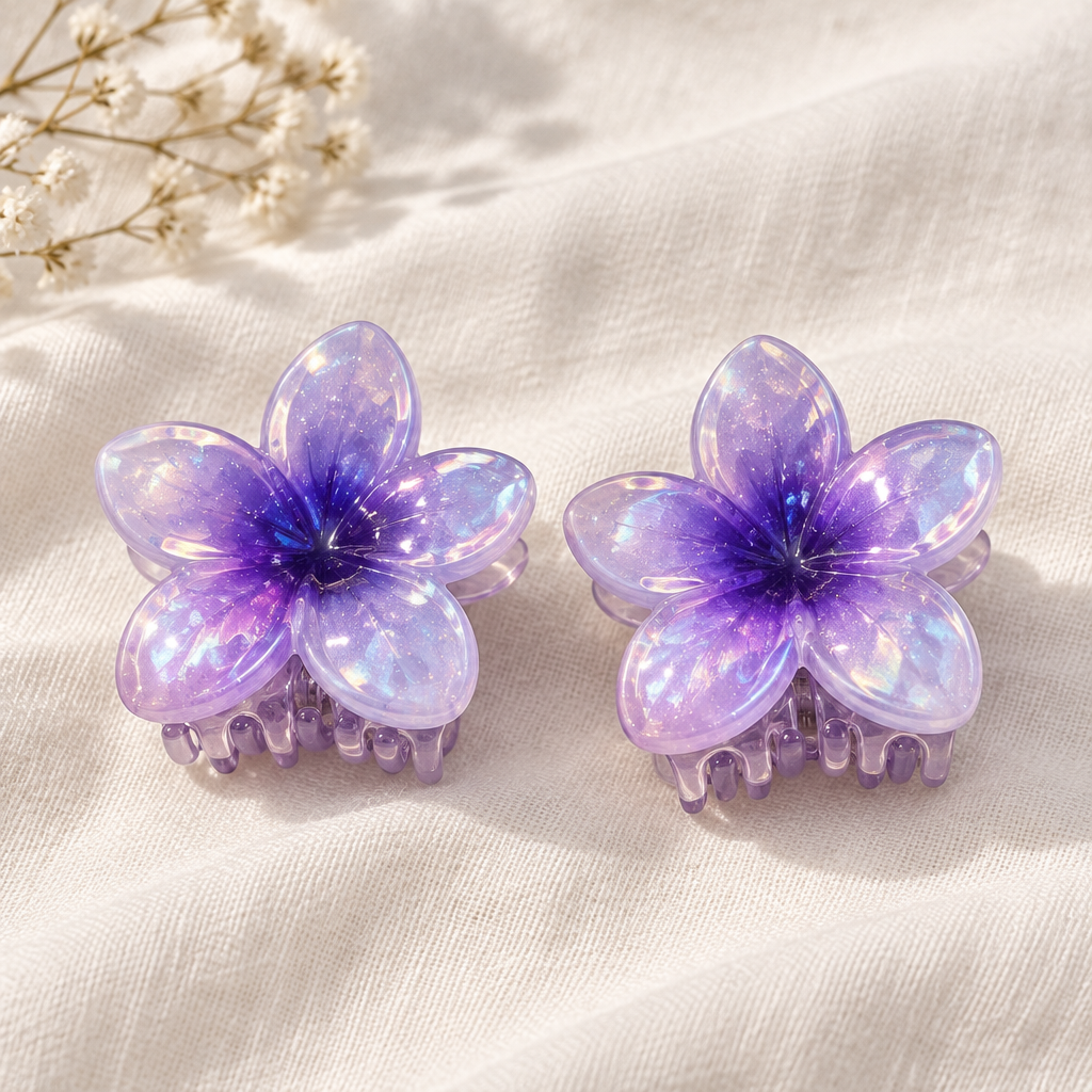 Pack of 2 purple flower claw clips