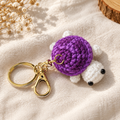 Purple handmade crochet turtle keychain with gold hardware